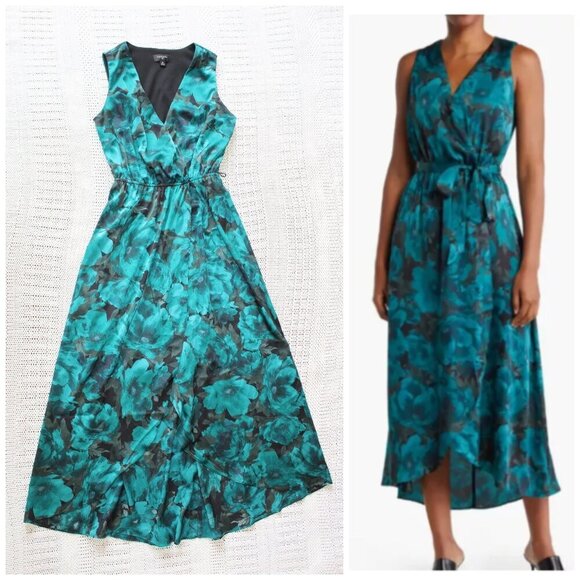 Tahari Dresses & Skirts - Tahari Charmeuse Floral Wrap Midi Dress XS Jen (Arielle Siegel) Life & Beth